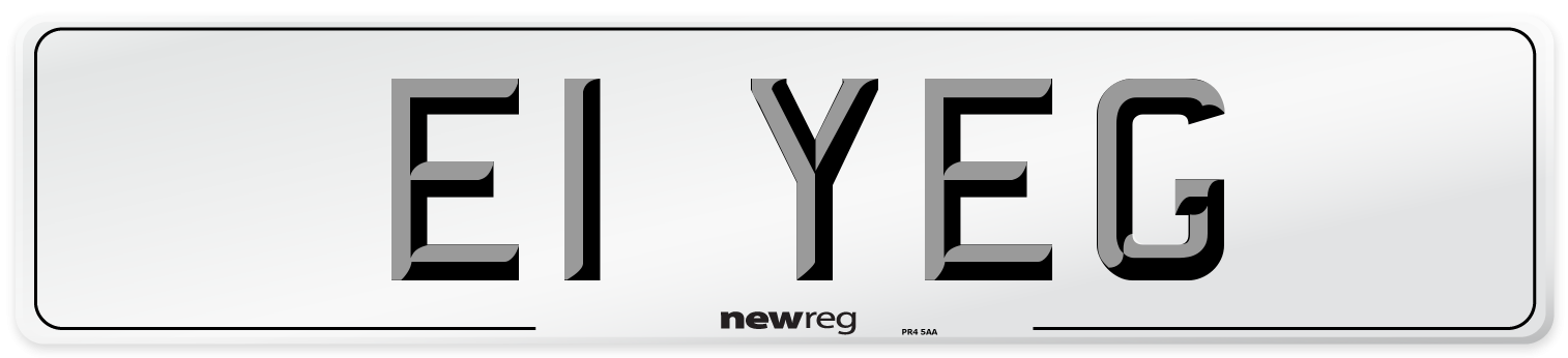 E1 YEG Number Plate from New Reg